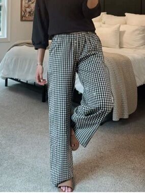 A New Day Plaid Black and White Checker Gingham Pant Size Small